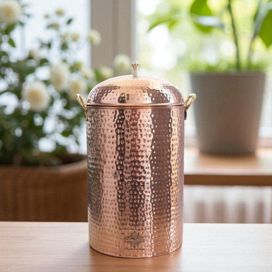 Handmade Pure Copper Hammered Design 12 Liter Storage Pot