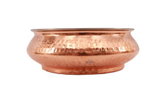 Handcrafted Pure Steel Copper Mughlayi Handi with Hammered Design, Serveware, Tableware