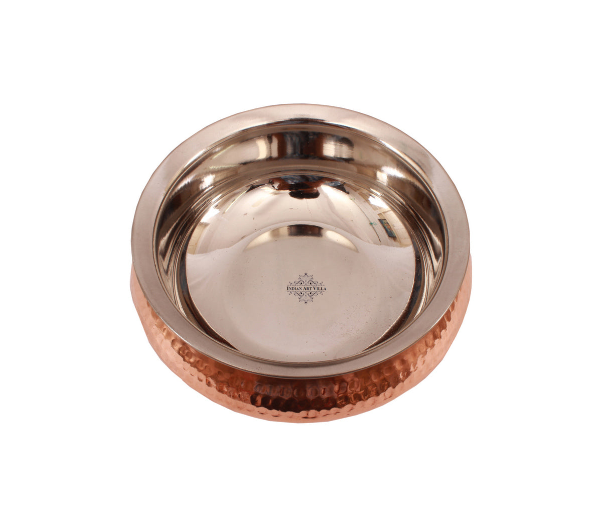 Handcrafted Pure Steel Copper Mughlayi Handi with Hammered Design, Serveware, Tableware