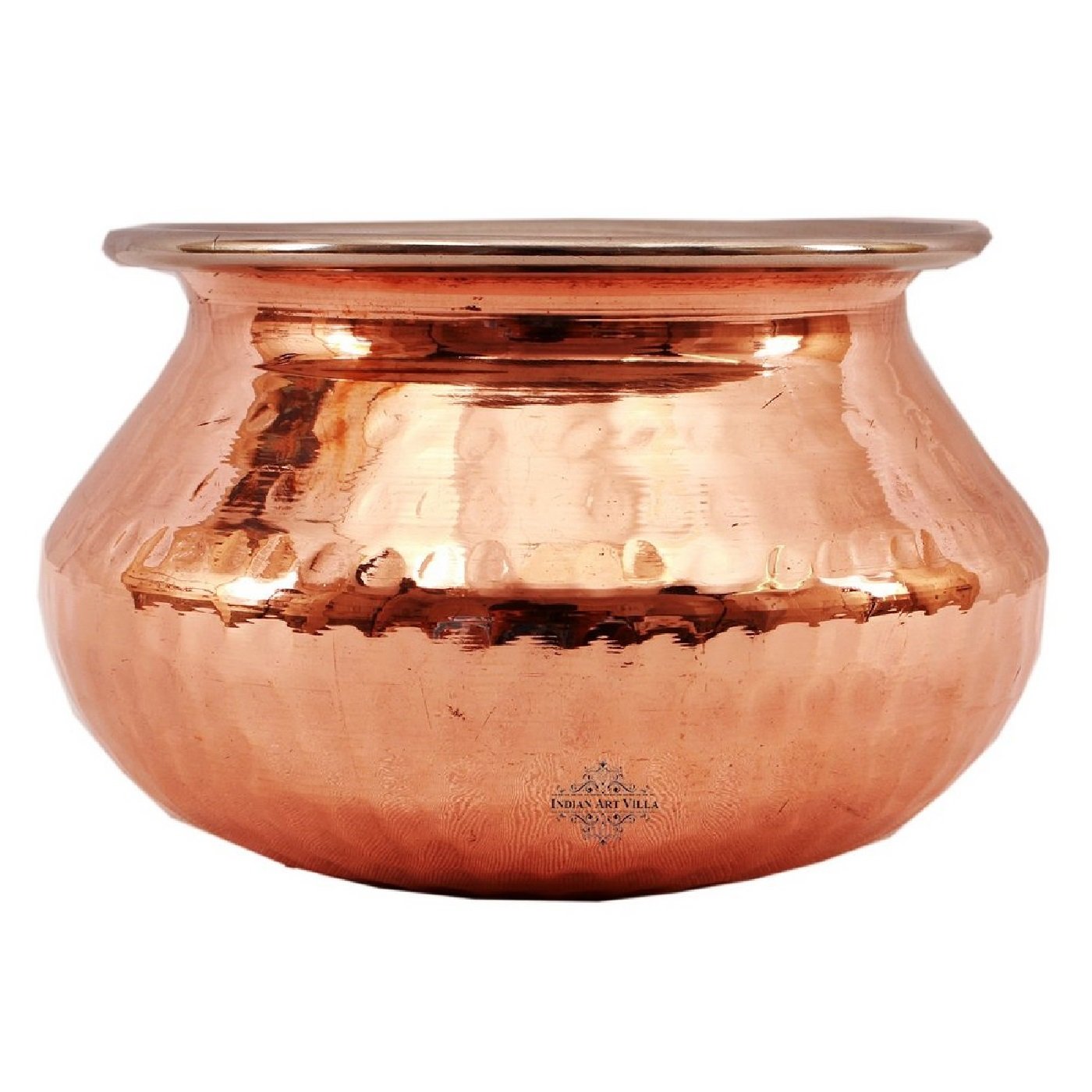 Steel Copper Hammered Punjabi Style Serving Handi, Antique Copper Design, Serveware, Tableware