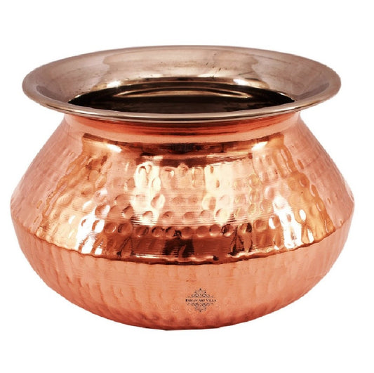 Steel Copper Hammered Punjabi Style Serving Handi, Antique Copper Design, Serveware, Tableware