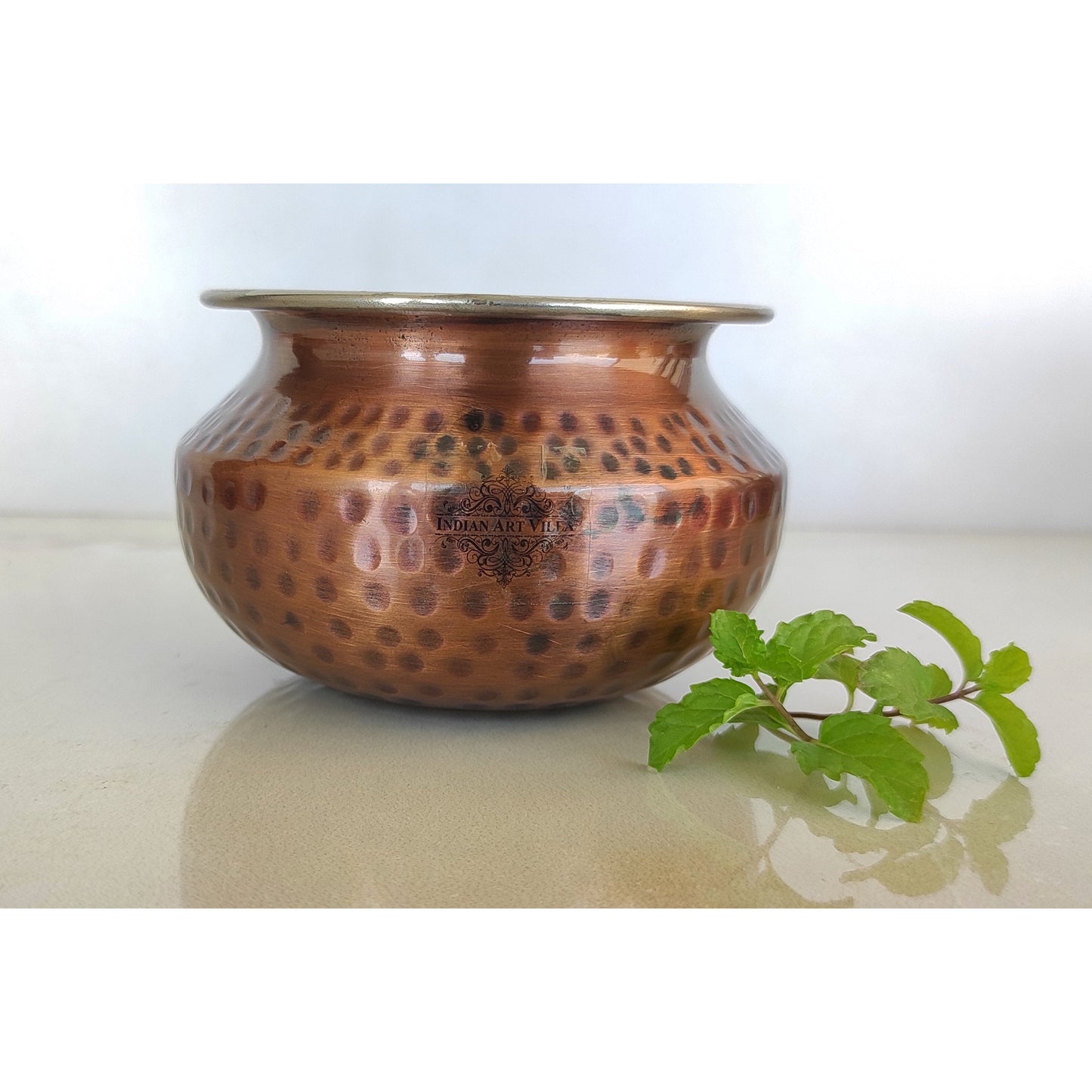 Steel Copper Hammered Punjabi Style Serving Handi, Antique Copper Design, Serveware, Tableware