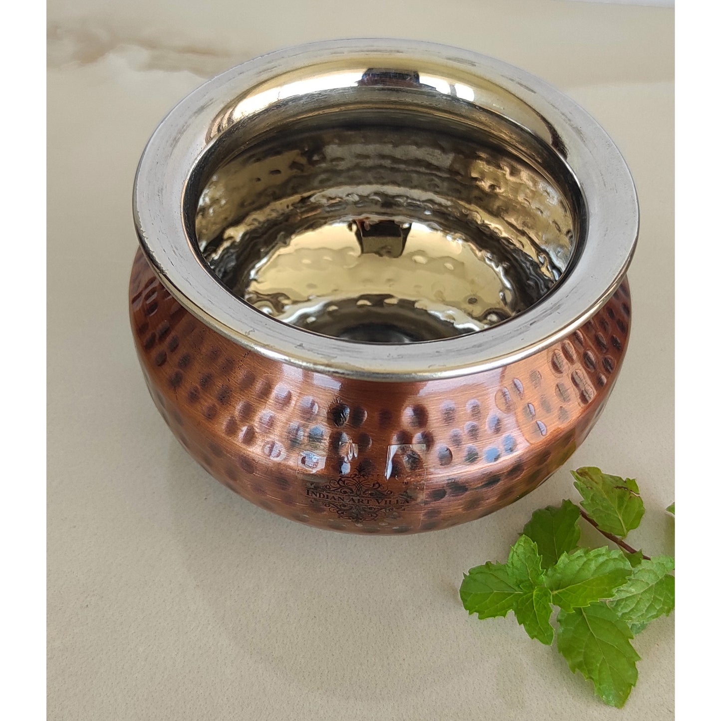 Steel Copper Hammered Punjabi Style Serving Handi, Antique Copper Design, Serveware, Tableware