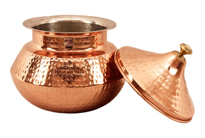 Traditional Copper Punjabi Handi With Hammered Design – Elegance for Authentic Cooking
