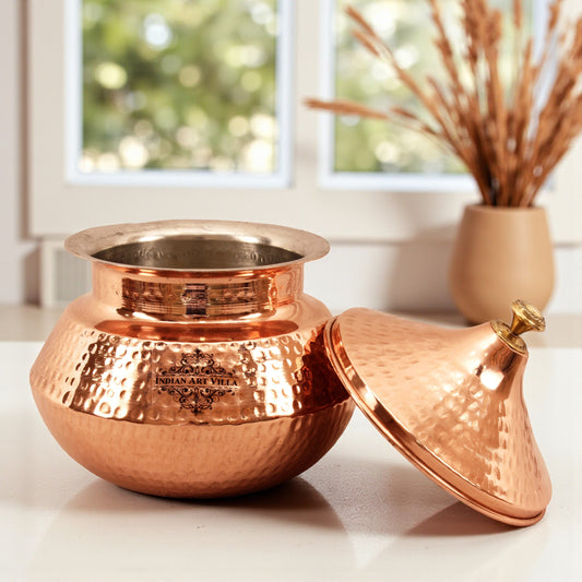 Traditional Copper Punjabi Handi With Hammered Design – Elegance for Authentic Cooking