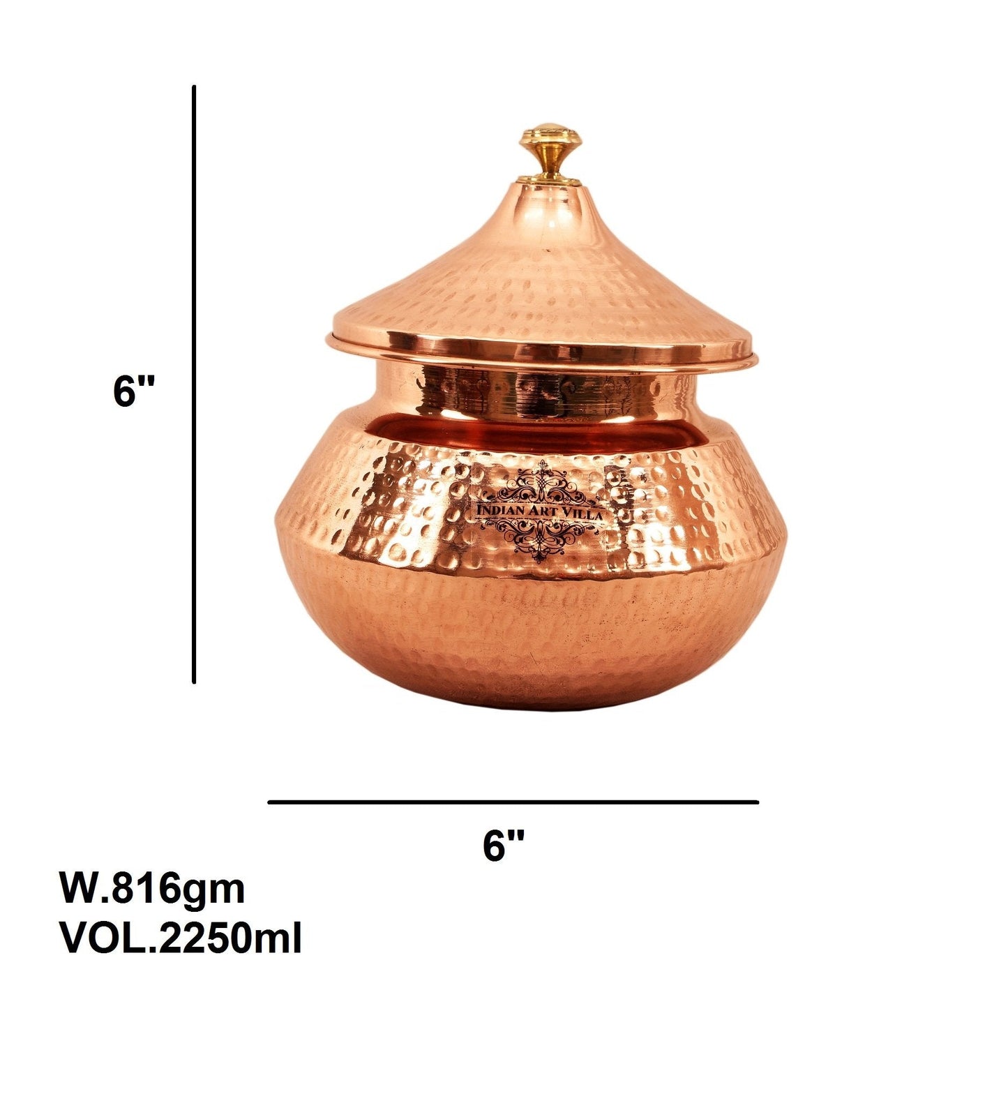 Traditional Copper Punjabi Handi With Hammered Design – Elegance for Authentic Cooking