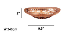 Copper Hammered Design Oval Bread Serving Basket