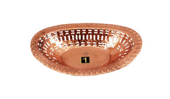 Copper Hammered Design Oval Bread Serving Basket