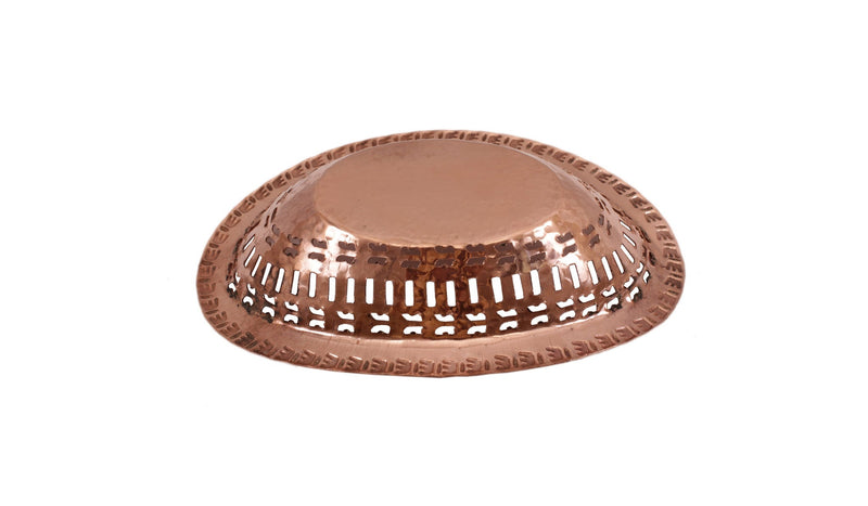 Copper Hammered Design Oval Bread Serving Basket