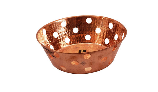 Copper Hammered Design Round Bread Serving Basket