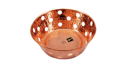 Copper Hammered Design Round Bread Serving Basket