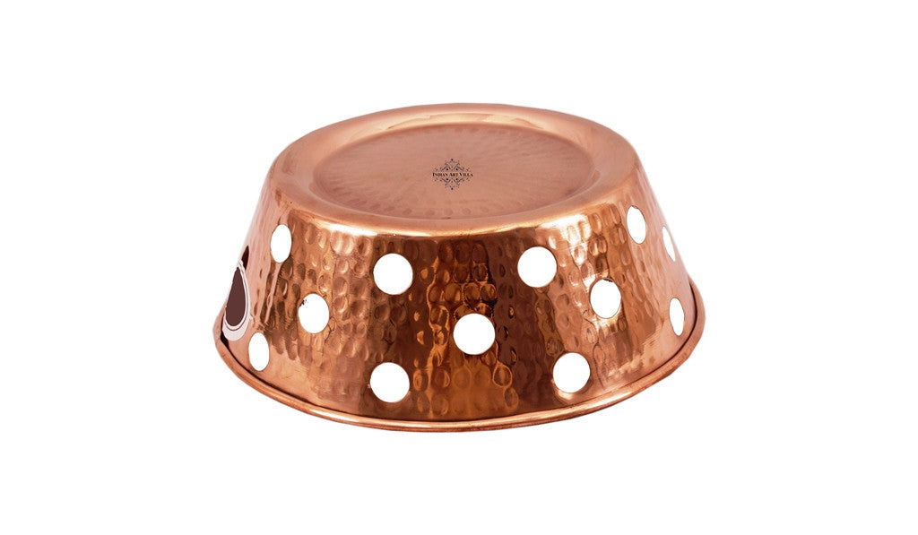 Copper Hammered Design Round Bread Serving Basket