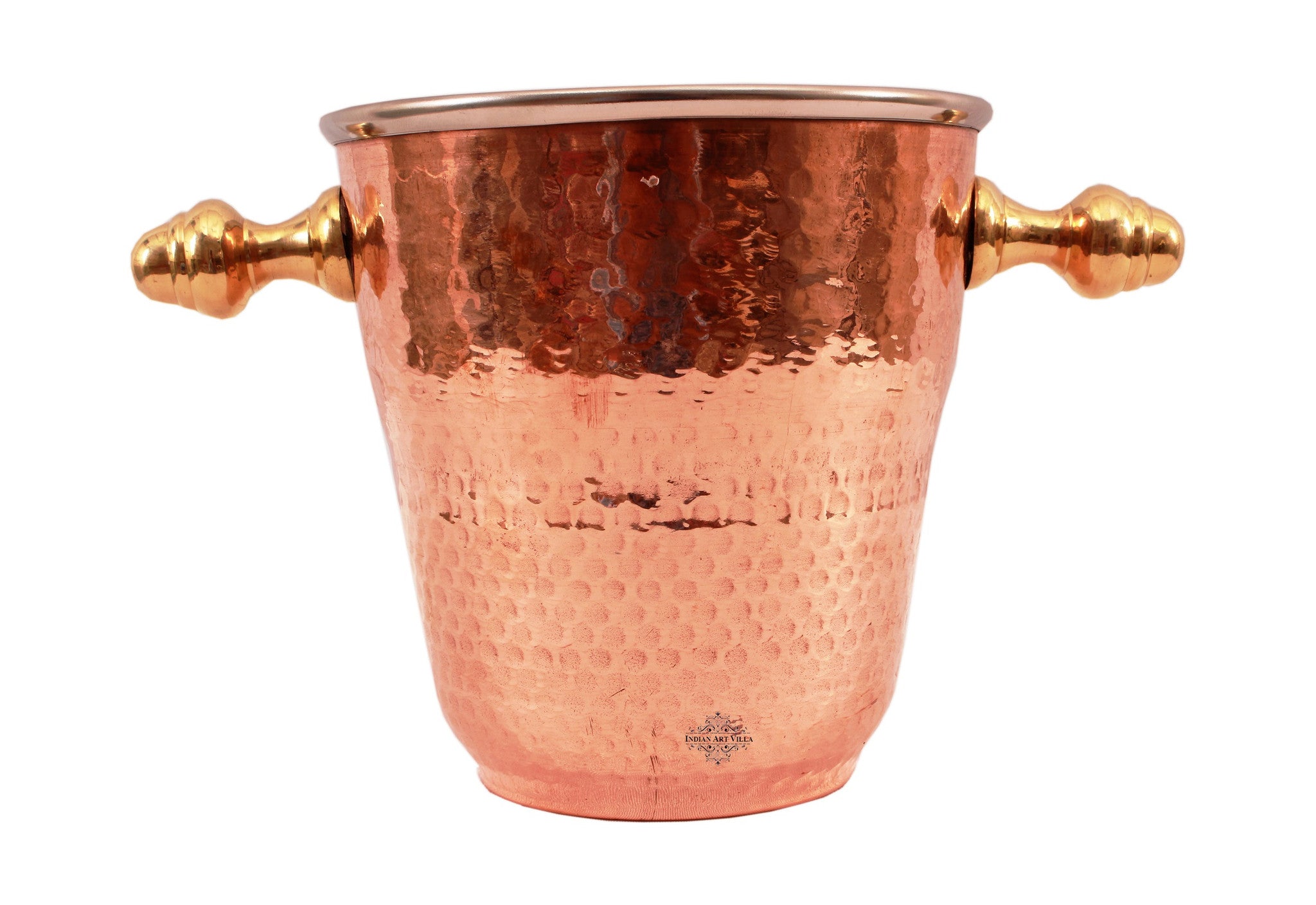 Pure Steel Copper Ice Bucket Wine Cooler with Brass Stand 1000 ML
