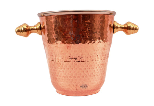Pure Steel Copper Ice Bucket Wine Cooler with Brass Stand 1000 ML