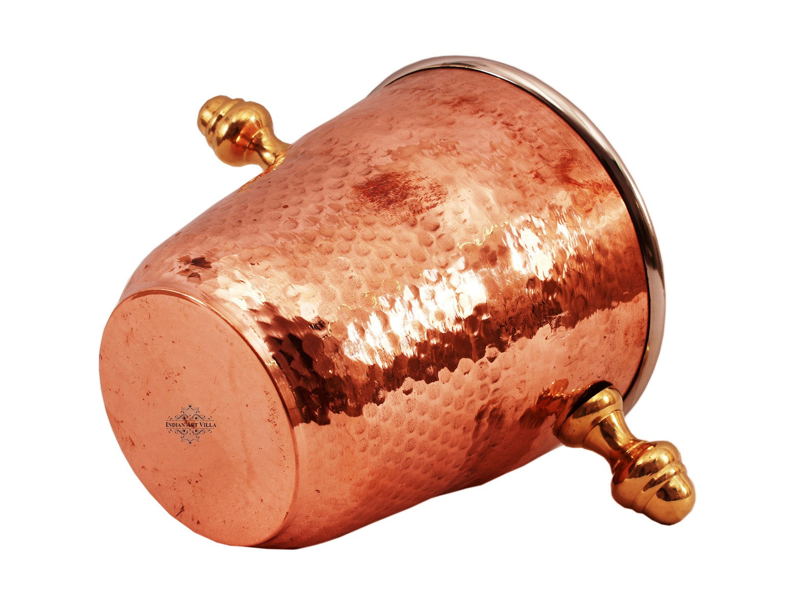 Pure Steel Copper Ice Bucket Wine Cooler with Brass Stand 1000 ML
