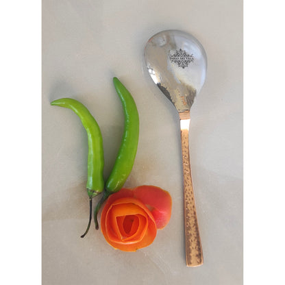 Steel Copper Handmade Hammered Design Serving Spoon