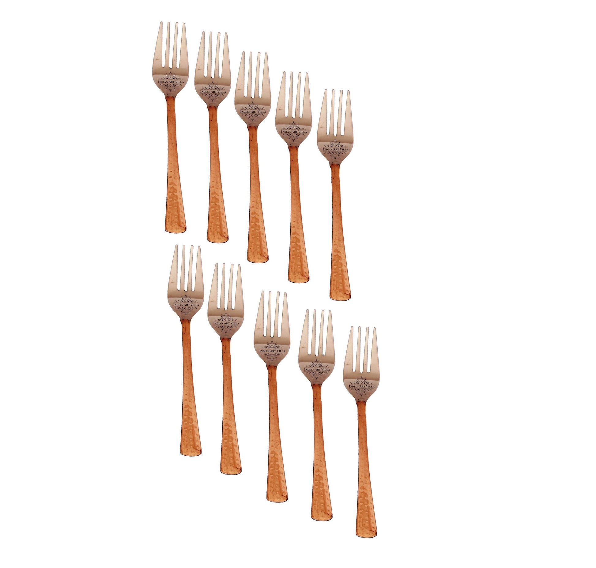 Steel Copper Hammered Fork 17.78 CMSes Length