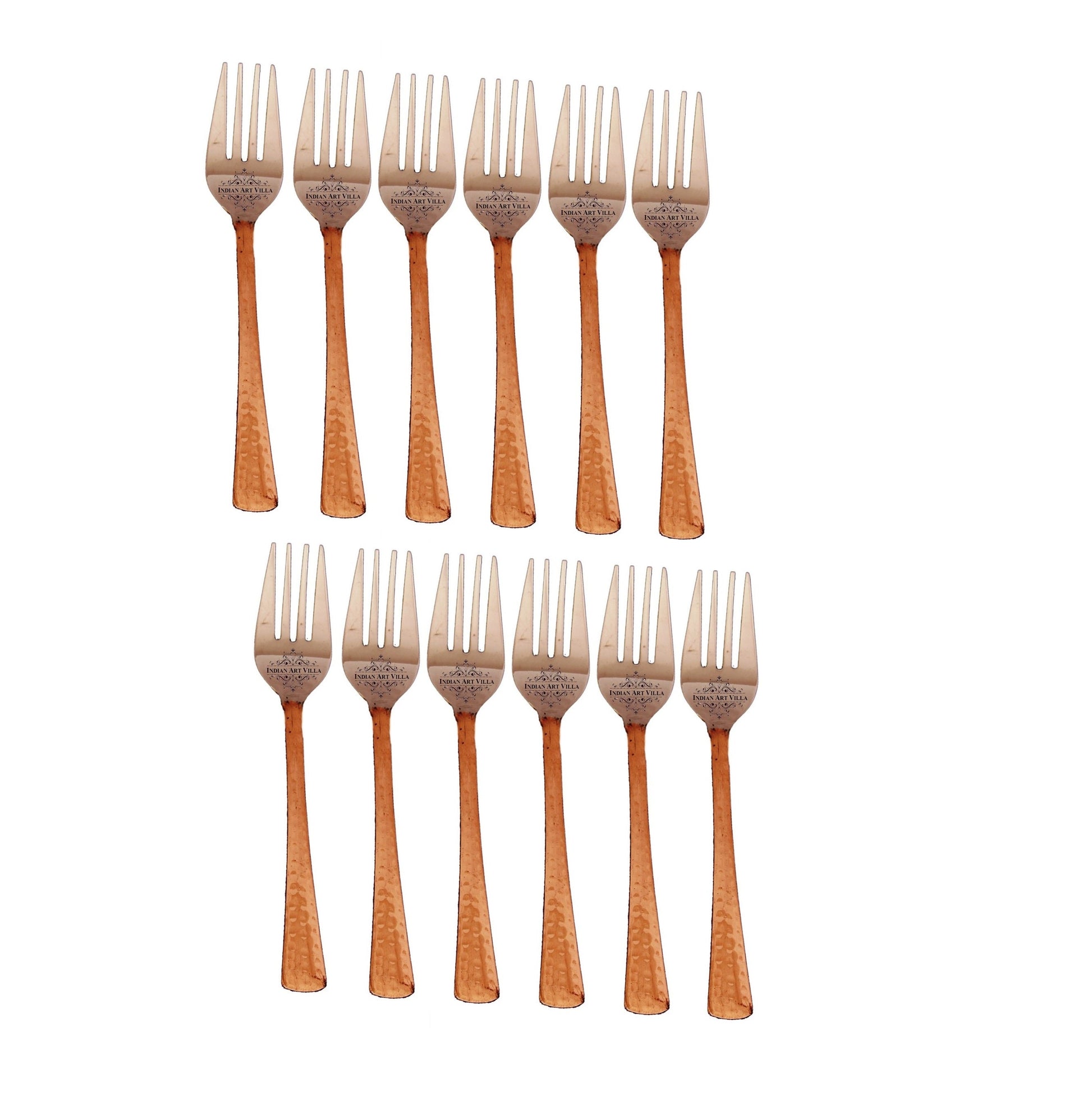 Steel Copper Hammered Fork 17.78 CMSes Length