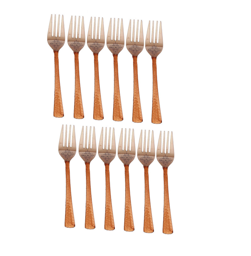 Steel Copper Hammered Fork 17.78 CMSes Length