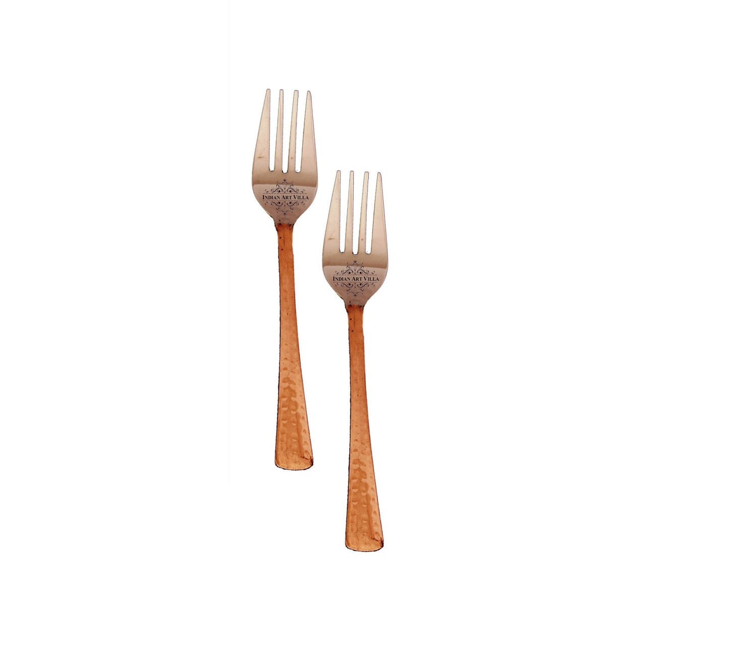 Steel Copper Hammered Fork 17.78 CMSes Length