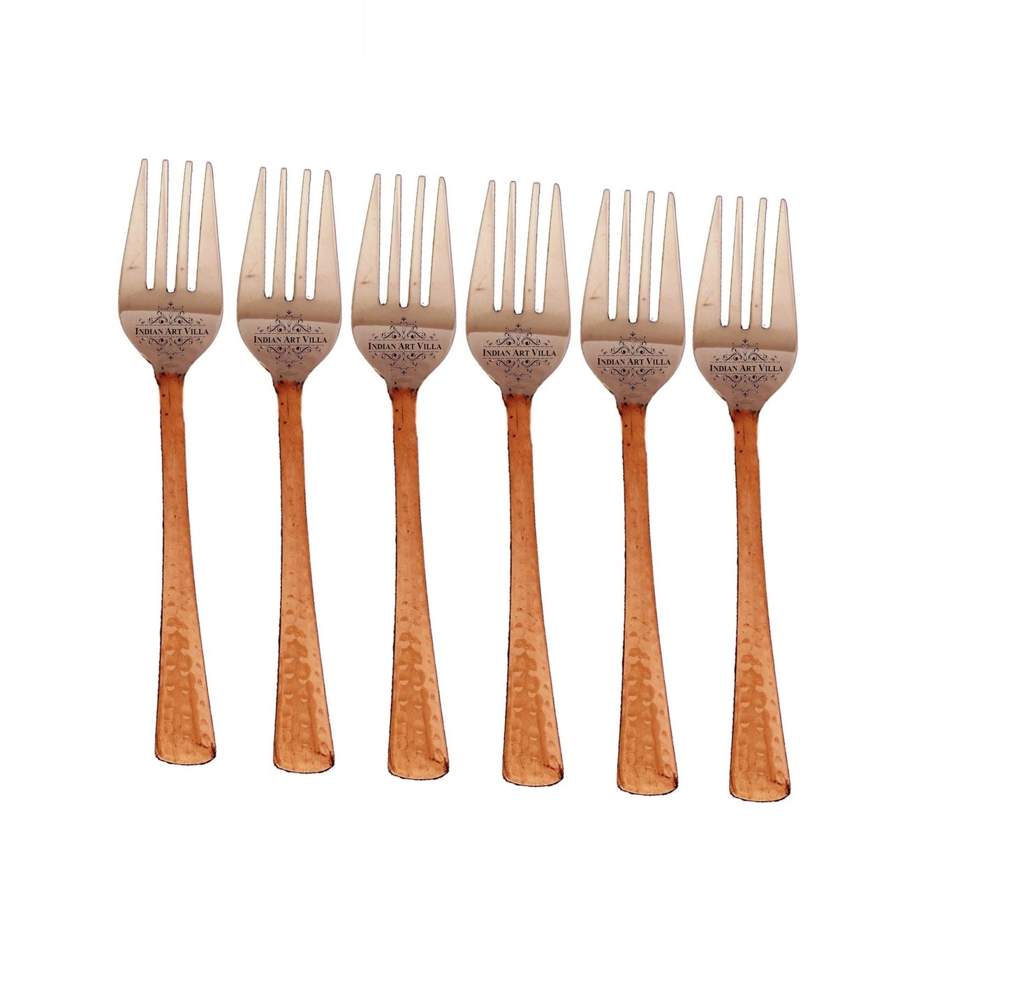 Steel Copper Hammered Fork 17.78 CMSes Length
