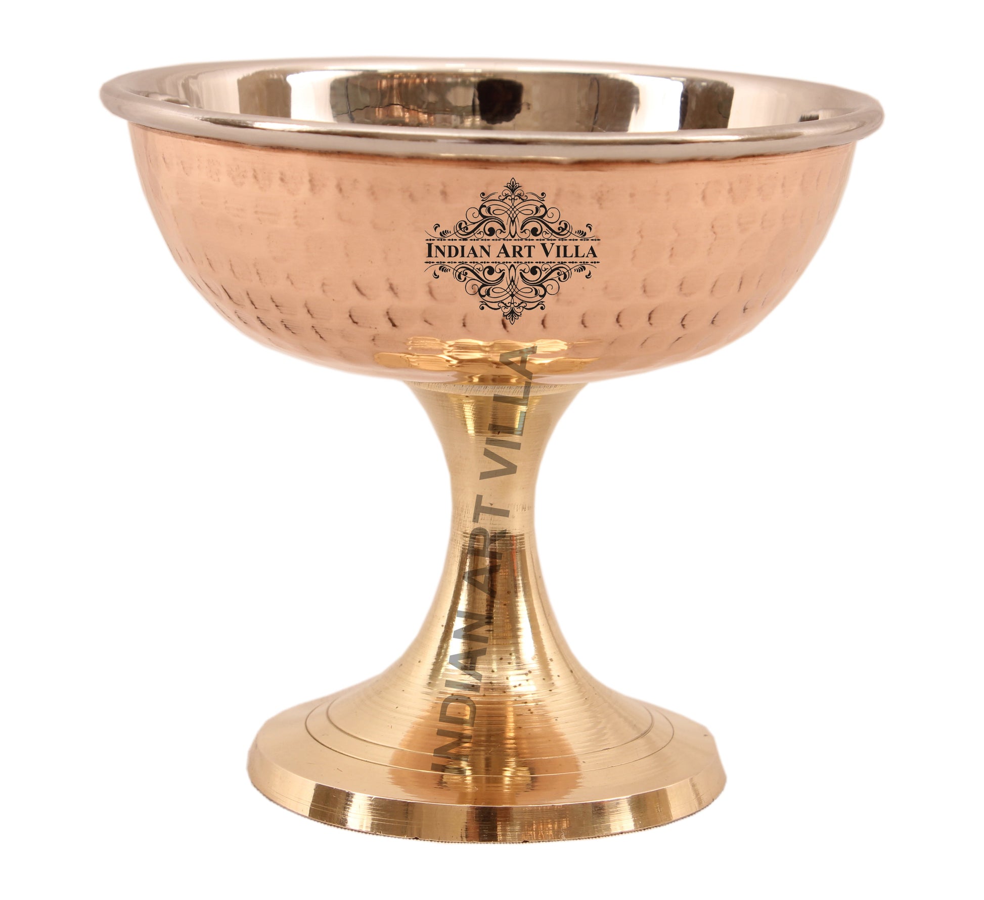 Steel Copper Ice Cream Bowl With Brass Stand - A Blend of Elegance and Utility