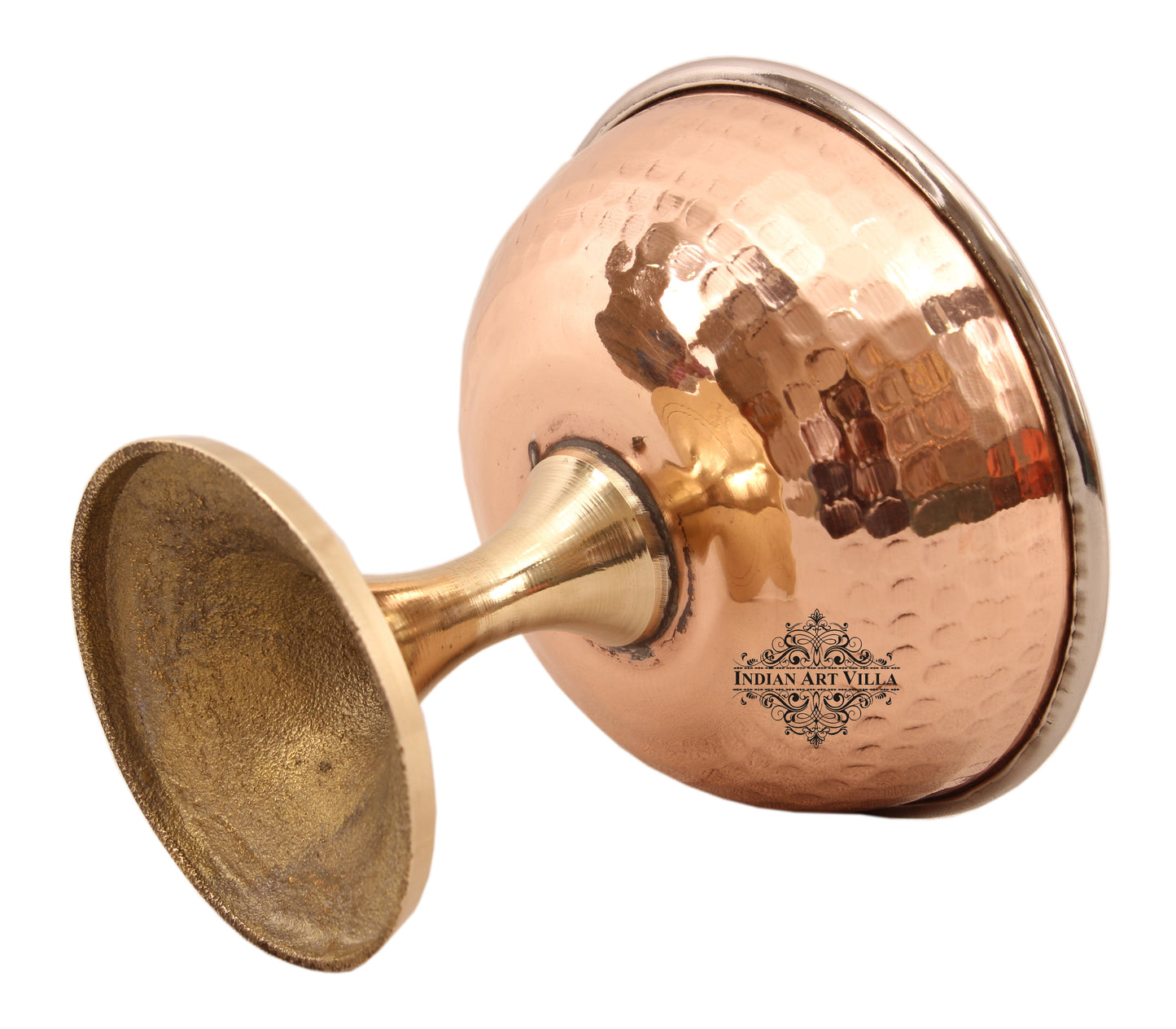 Steel Copper Ice Cream Bowl With Brass Stand - A Blend of Elegance and Utility