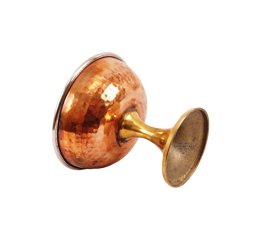 Steel Copper Ice Cream Bowl With Brass Stand - A Blend of Elegance and Utility