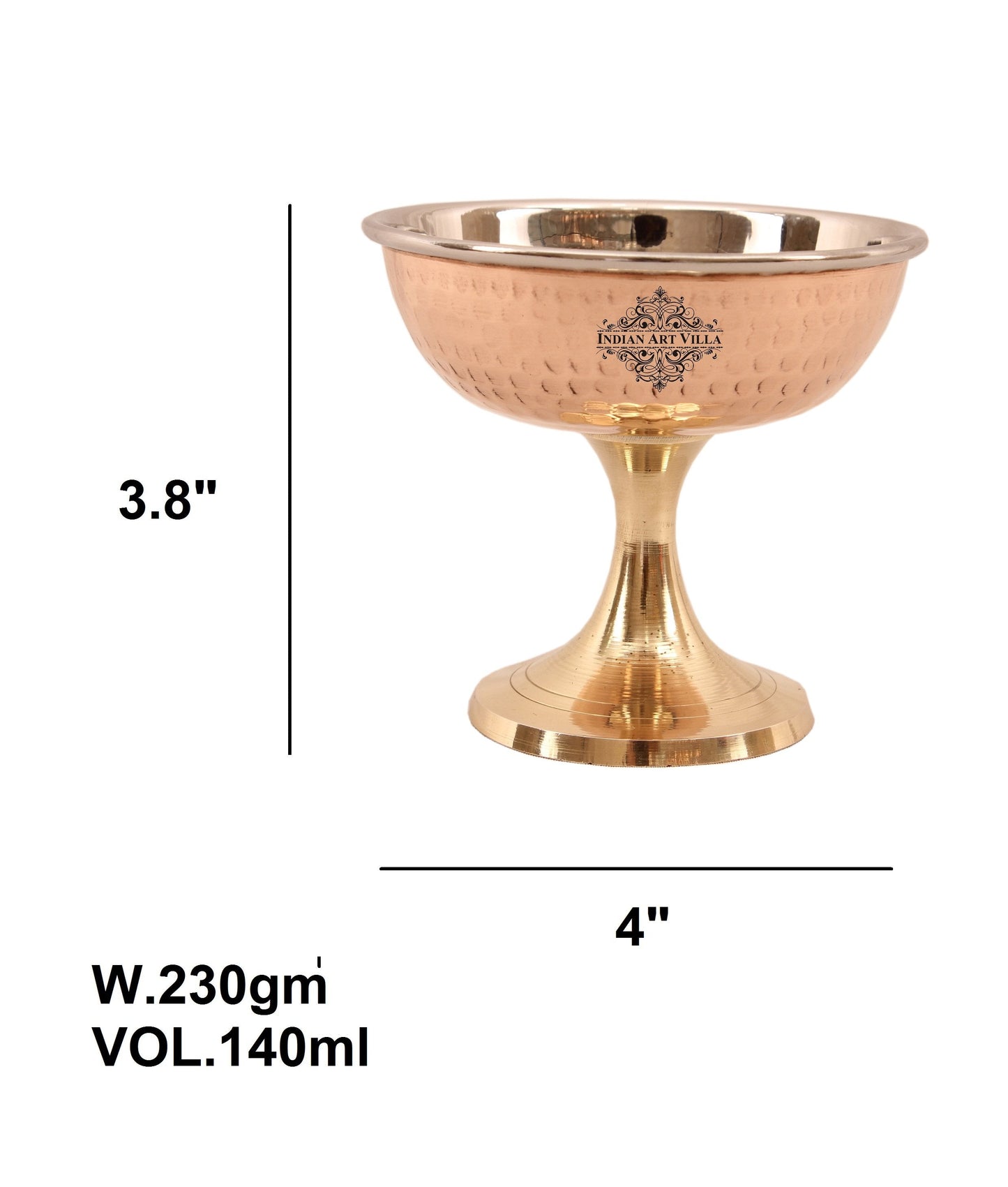 Steel Copper Ice Cream Bowl With Brass Stand - A Blend of Elegance and Utility