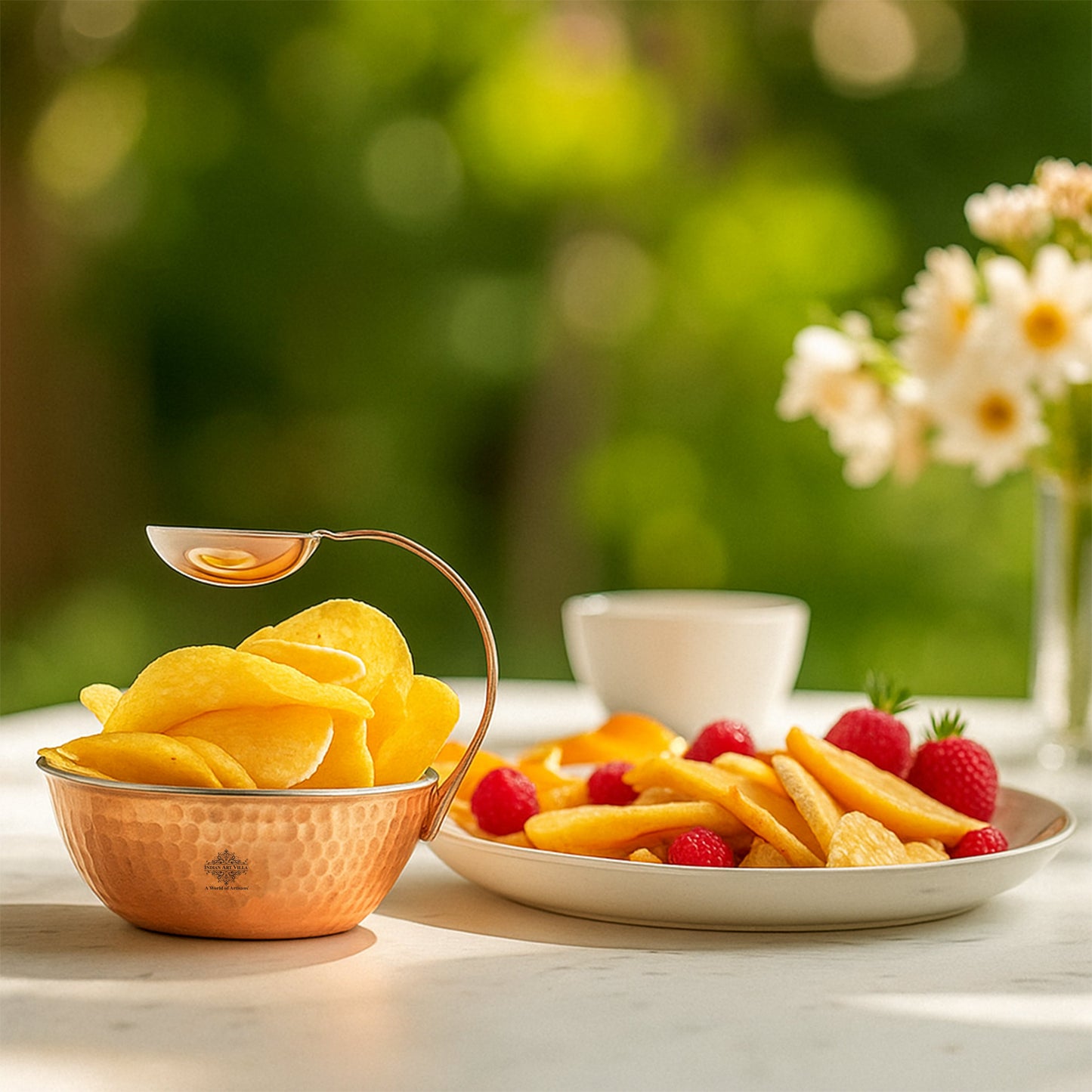 Pure Steel Copper Serving Tawa with Attach Bowl