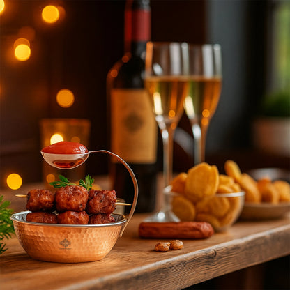 Pure Steel Copper Serving Tawa with Attach Bowl