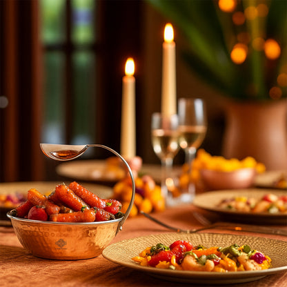 Pure Steel Copper Serving Tawa with Attach Bowl