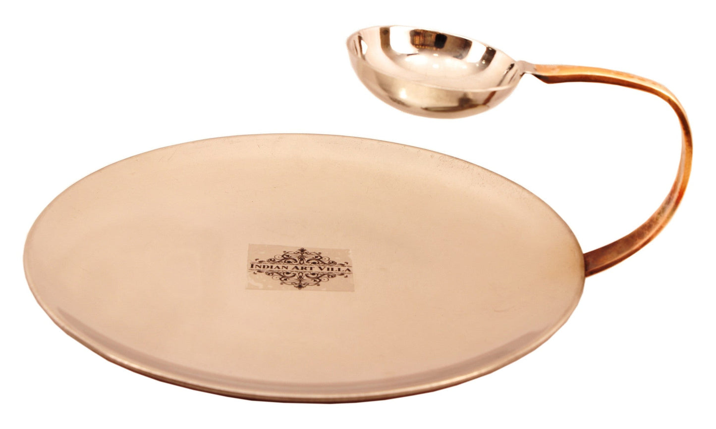 Pure Steel Copper Serving Tawa with Attach Bowl