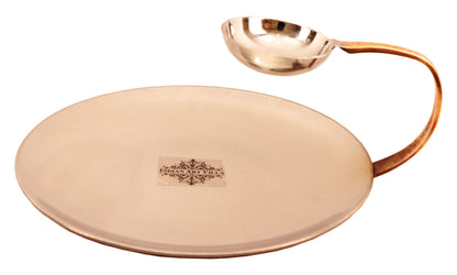 Pure Steel Copper Serving Tawa with Attach Bowl