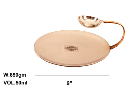 Pure Steel Copper Serving Tawa with Attach Bowl