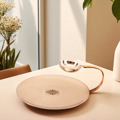 Pure Steel Copper Serving Tawa with Attach Bowl