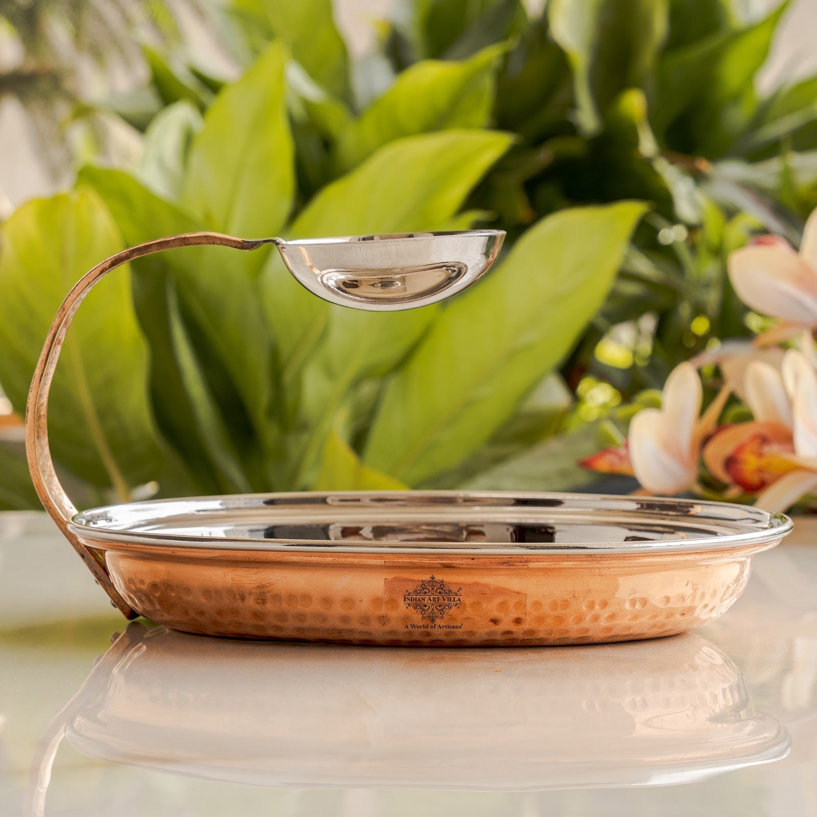 Pure Steel Copper Serving Tawa with Attach Bowl