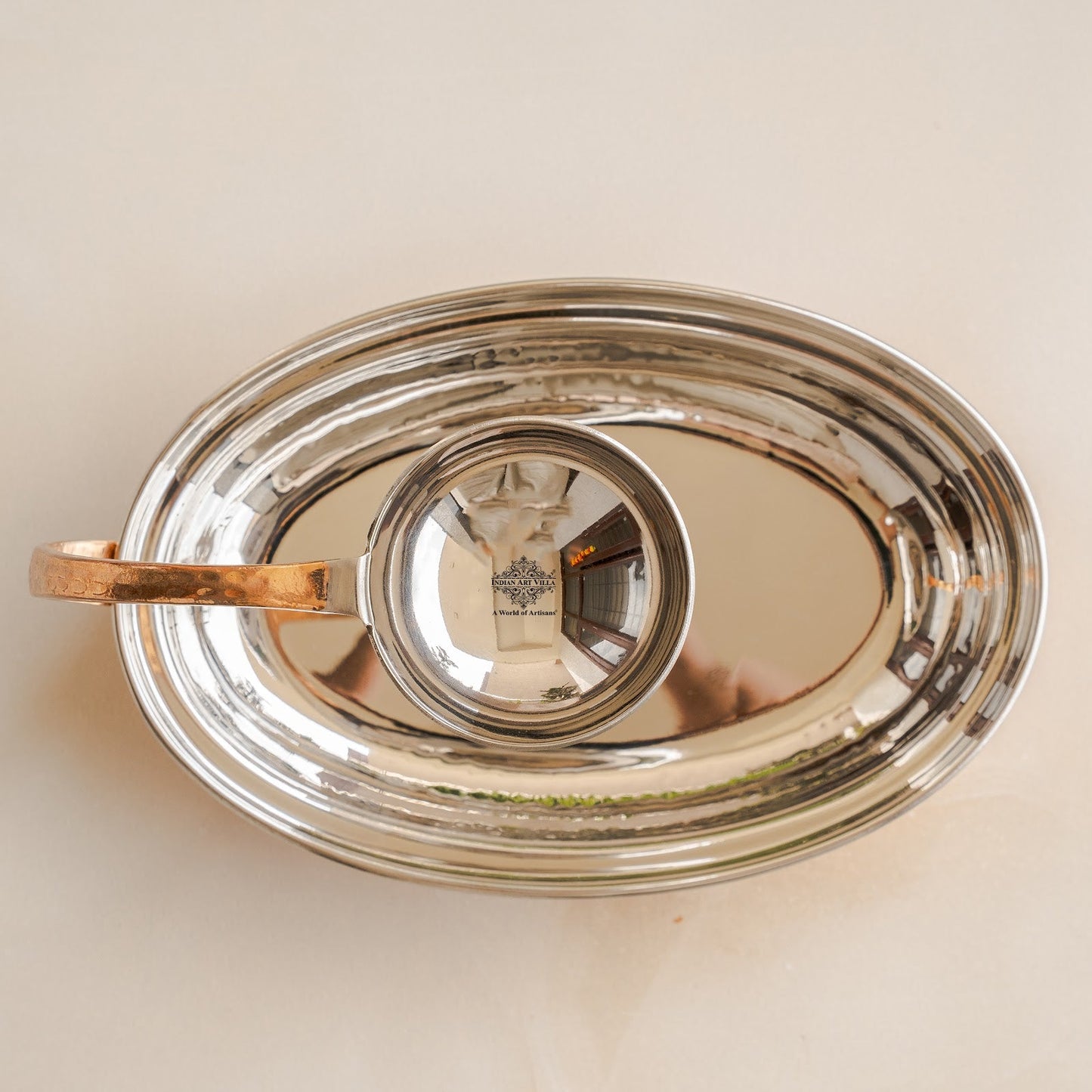 Pure Steel Copper Serving Tawa with Attach Bowl