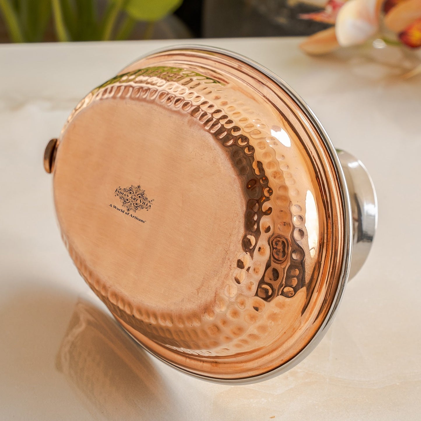 Pure Steel Copper Serving Tawa with Attach Bowl