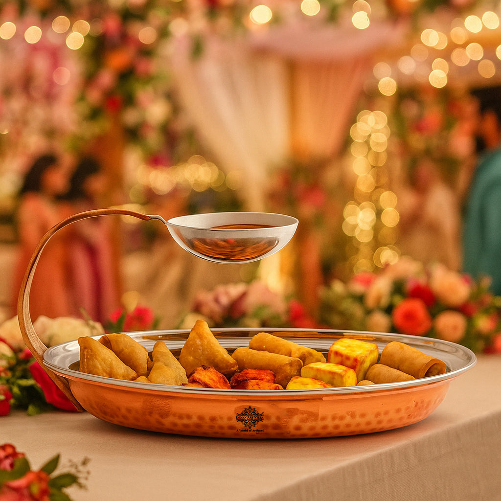 Pure Steel Copper Serving Tawa with Attach Bowl