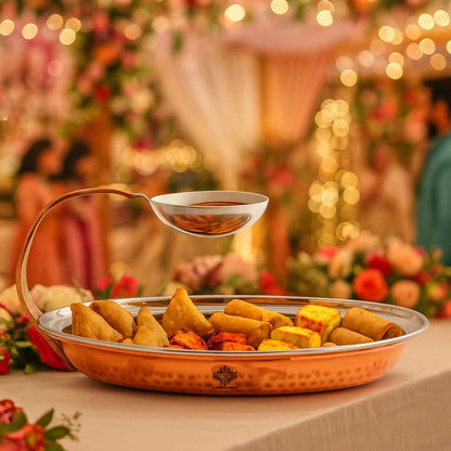 Pure Steel Copper Serving Tawa with Attach Bowl