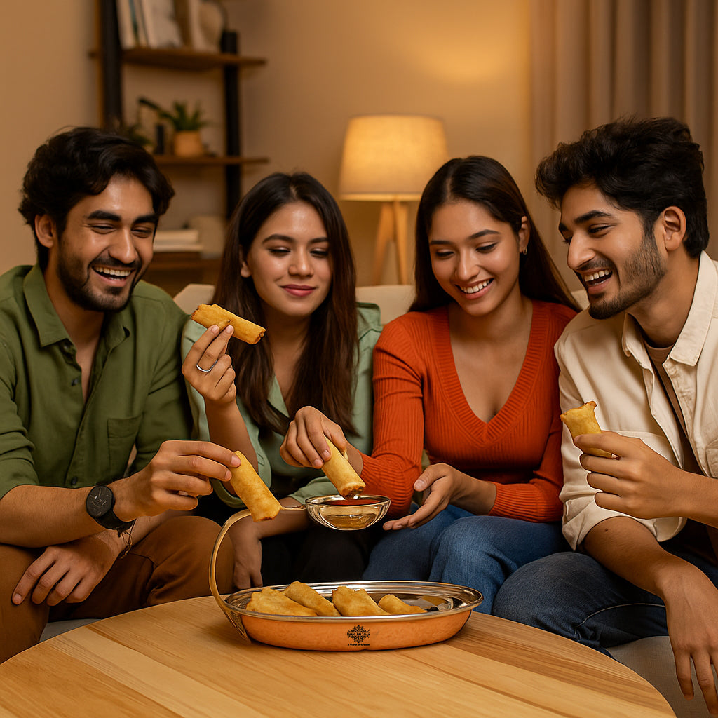 Pure Steel Copper Serving Tawa with Attach Bowl