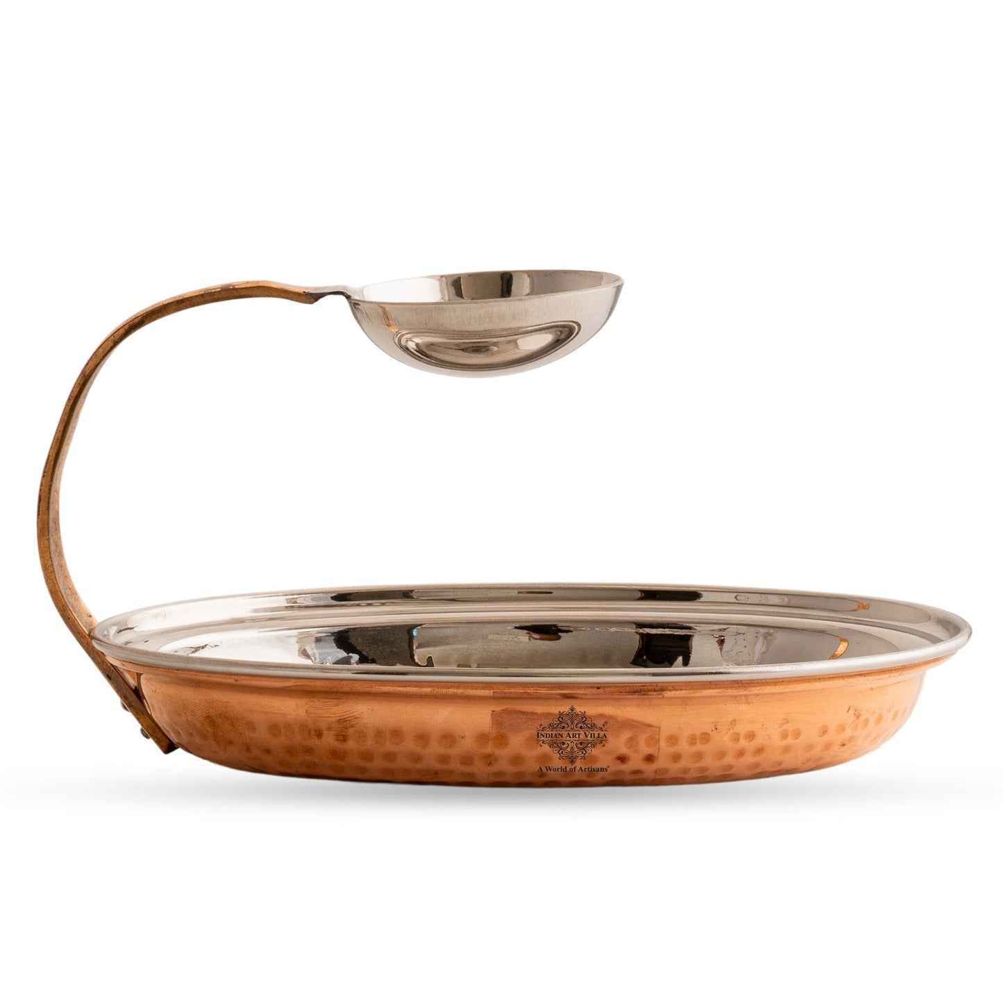 Pure Steel Copper Serving Tawa with Attach Bowl
