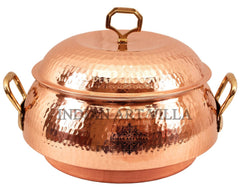 Pure Steel Copper Hammered Design Big Casserole with Lid 2300 ML