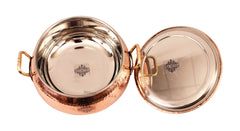 Pure Steel Copper Hammered Design Big Casserole with Lid 2300 ML