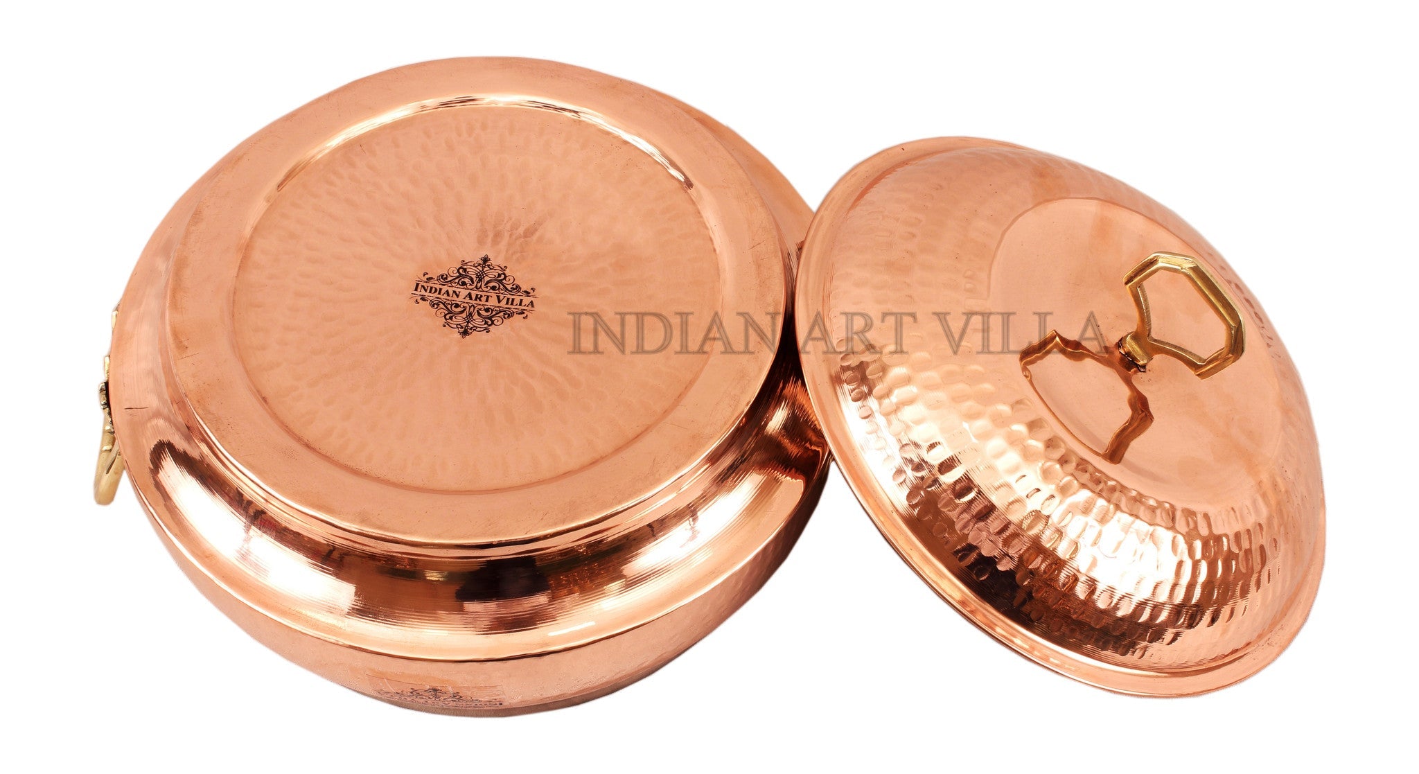 Pure Steel Copper Hammered Design Big Casserole with Lid 2300 ML