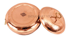 Pure Steel Copper Hammered Design Big Casserole with Lid 2300 ML
