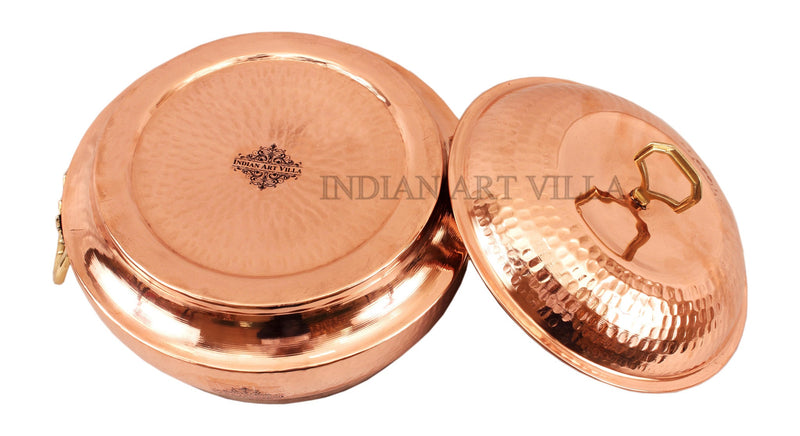 Pure Steel Copper Hammered Design Big Casserole with Lid 2300 ML