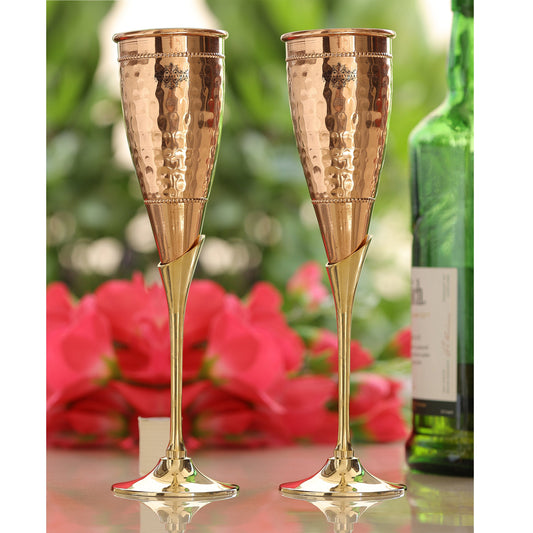 Copper Champagne Glass with Beautiful Brass Stand – Stylish and Handcrafted Design for Special Occasions
