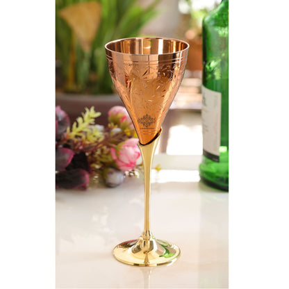 Handcrafted Pure Copper Designer Champagne Glass with Brass Stand, Drinkware, Barware
